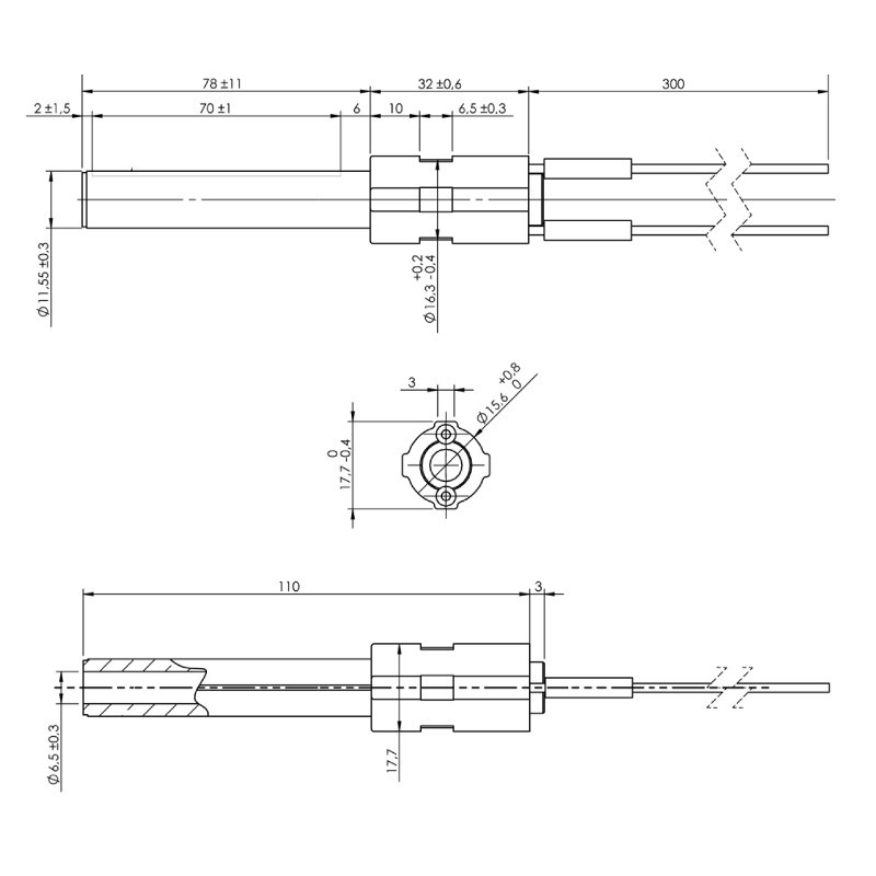 Gloeispiraal / Startpen keramisch 78mm 300W (Ø11,55mm) - Afbeelding 2