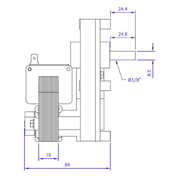 Mellor Vijzelmotor type FB1268 - 1,5rpm met as Ø9,5mm - Afbeelding 2