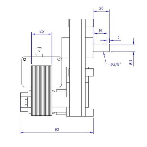 Mellor Vijzelmotor type FB1171 - 1,5rpm met as Ø9,5mm - Afbeelding 2