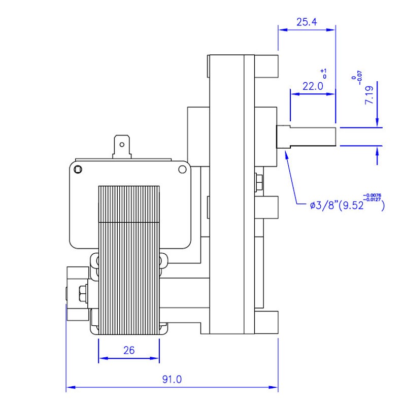 Mellor Vijzelmotor type FB1397 - 2rpm met as Ø9,5mm - Afbeelding 2