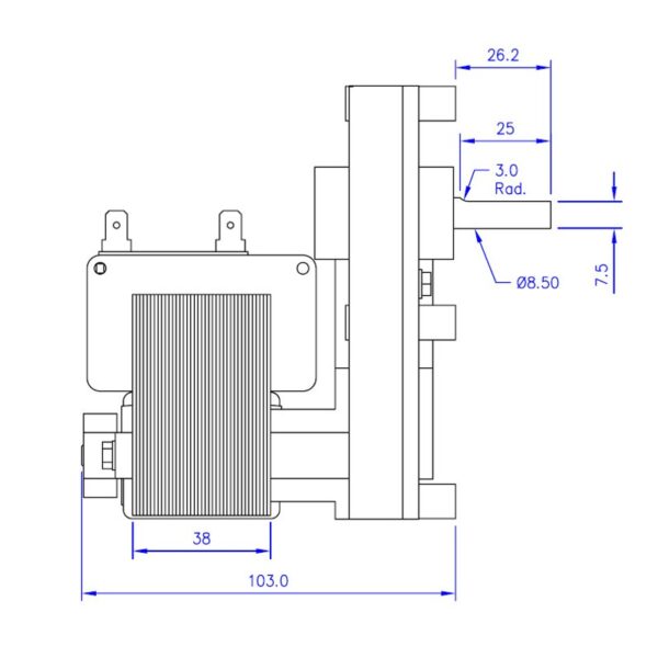 Mellor Vijzelmotor type FB1137 - 4,75rpm met as Ø8,5mm - Afbeelding 3
