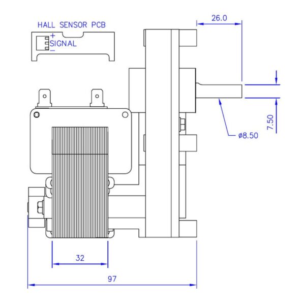 Mellor Vijzelmotor type FB1249 - 3rpm met as Ø8,5mm - Afbeelding 2