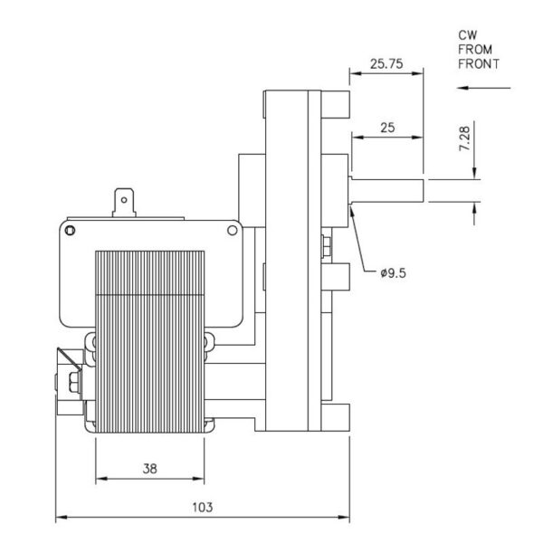 Mellor Vijzelmotor type FB1199 - 5,3rpm met as Ø9,5mm - Afbeelding 3