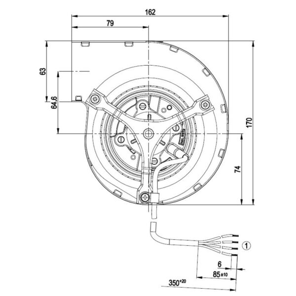 EBM Centrifugaal ventilator type D2E120 AA01-04 - Afbeelding 2
