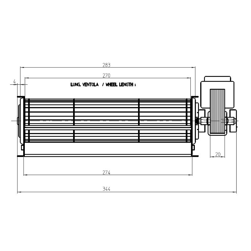 FERGAS Tangentieel ventilator Ø60mm type 4M3179 - Afbeelding 2