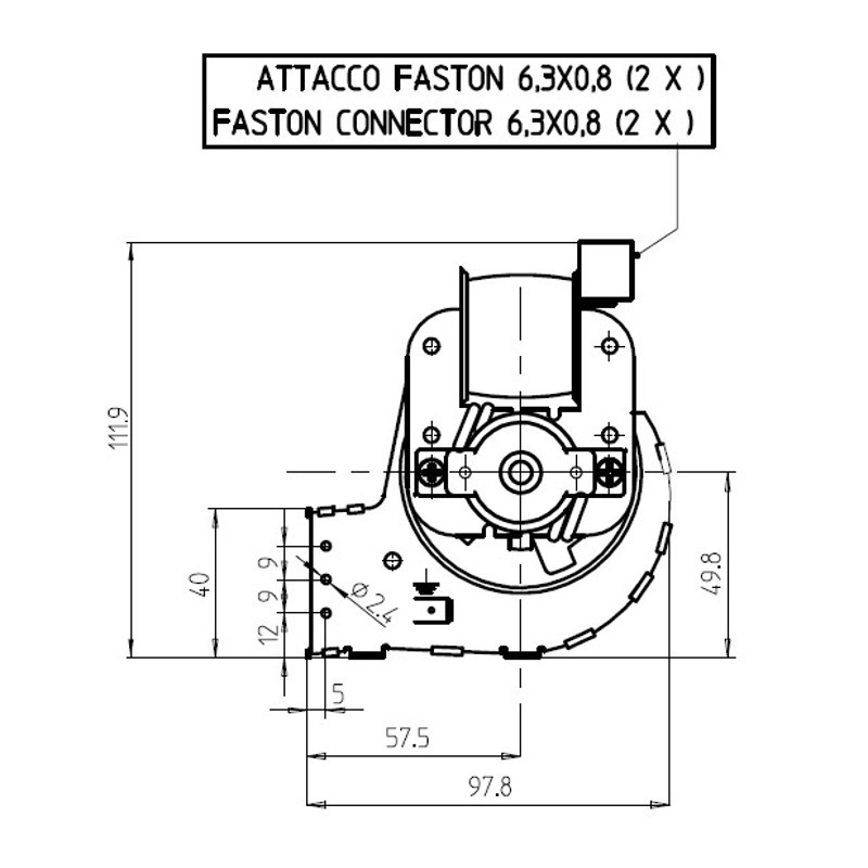 FERGAS Tangentieel ventilator Ø60mm type 4M3179 - Afbeelding 4