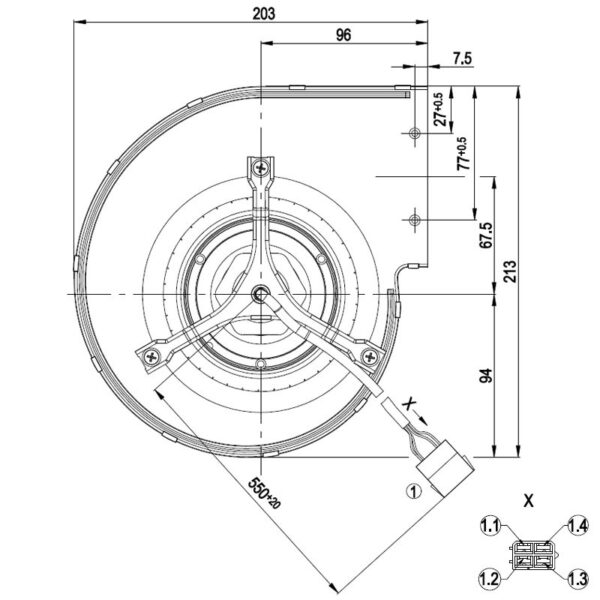 EBM Centrifugaal ventilator type D4E133-DT46-L4 - Afbeelding 2