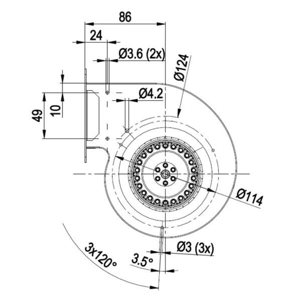 EBM Centrifugaal ventilator type D2E097-BI56-48 - Afbeelding 2