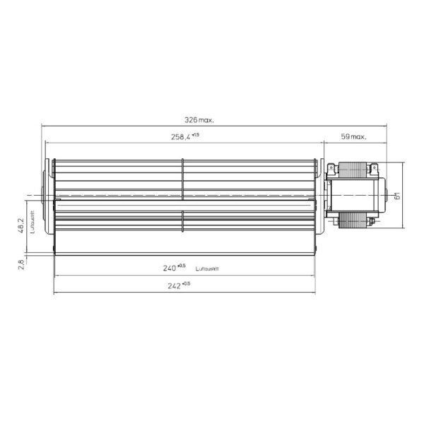 EBM Tangentieel ventilator Ø65mm type QLN65/2400 A33-3025LH - Afbeelding 2