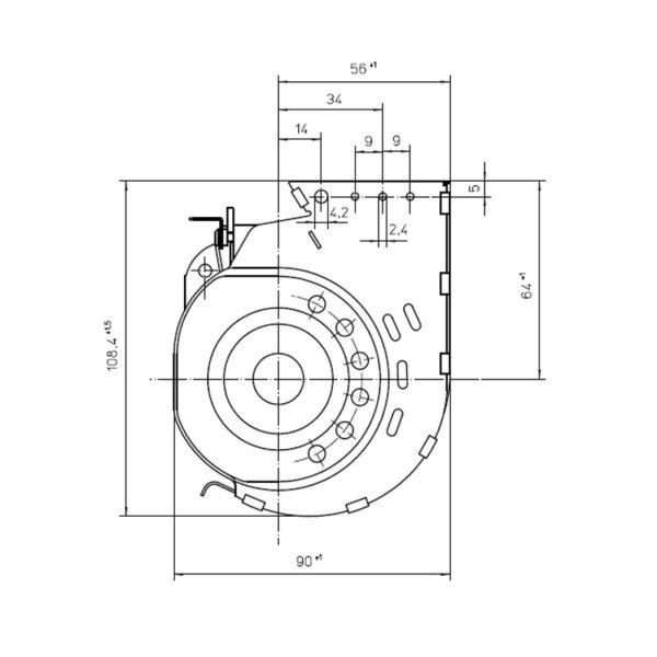 EBM Tangentieel ventilator Ø65mm type QLN65/2400 A33-3025LH - Afbeelding 4
