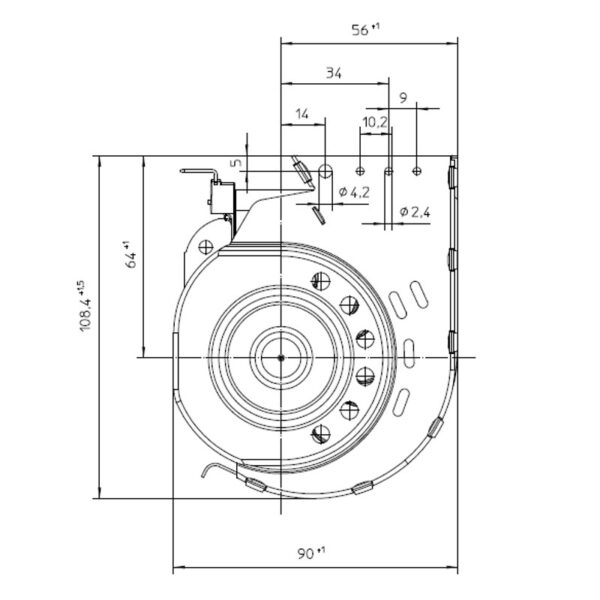 EBM Tangentieel ventilator Ø65mm type QLN65/3600A2-3038LH - Afbeelding 2
