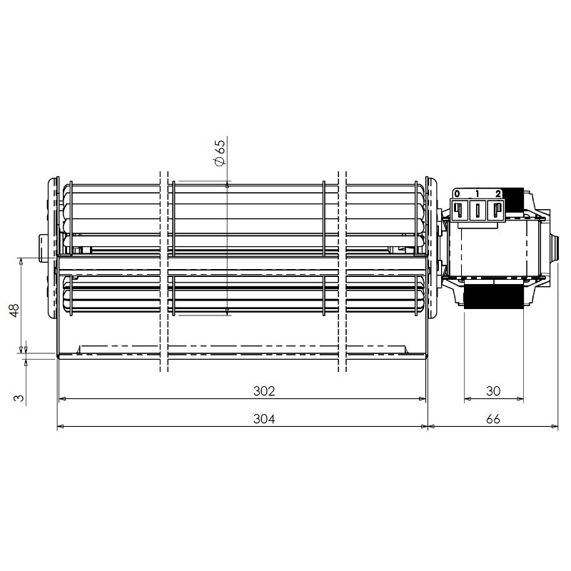 TRIAL Tangentieel ventilator Ø65mm type THS30B5-033 - Afbeelding 2