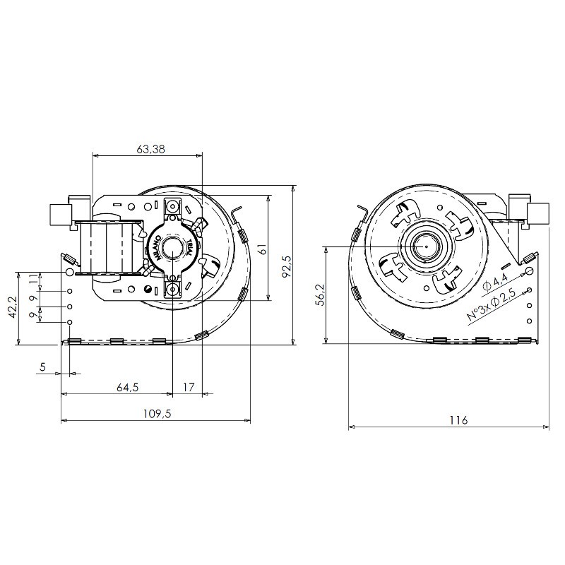 TRIAL Tangentieel ventilator Ø65mm type THS30B5-033 - Afbeelding 4