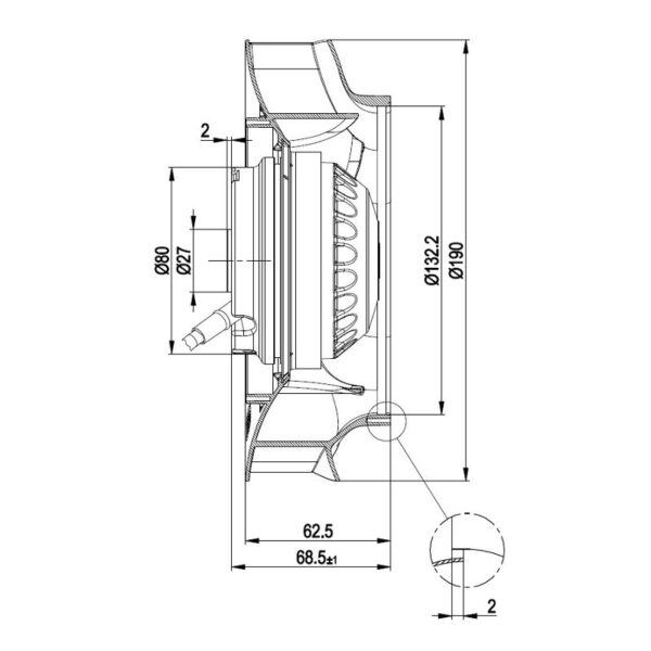 EBM Centrifugaal ventilator type R2E190-RA26-14 - Afbeelding 2
