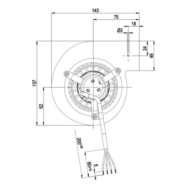 EBM Centrifugaal ventilator type D2E097-CH85-02 - Afbeelding 2