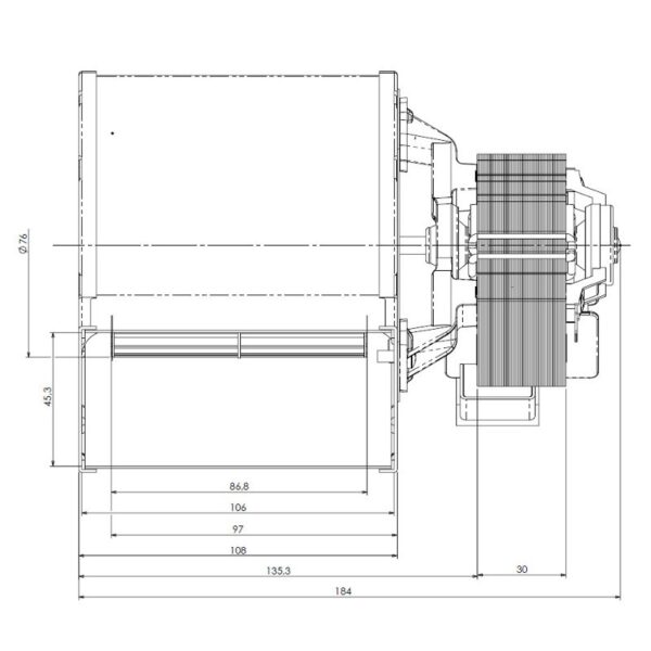 TRIAL Centrifugaal ventilator type CFA715-D6 CAD07B-006 - Afbeelding 2