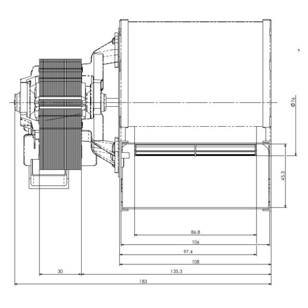 TRIAL Centrifugaal ventilator type CFA715-S6 CAD07B-009 - Afbeelding 3