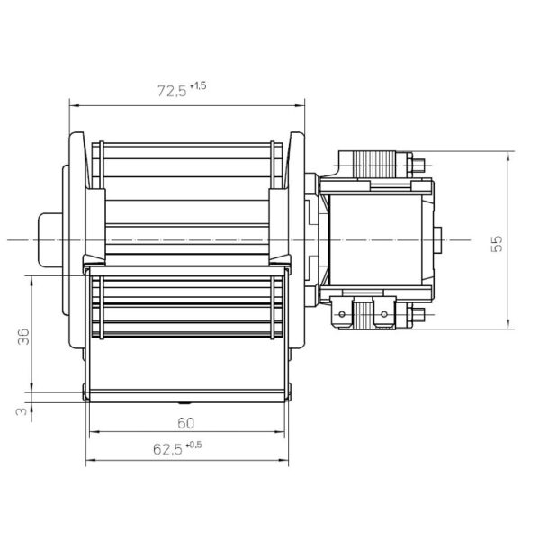 EBM Tangentieel ventilator Ø60mm type QLZ06/0600A1-2513-15 - Afbeelding 2