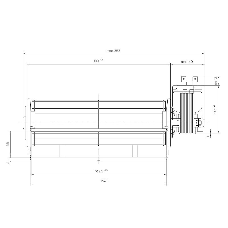 EBM Tangentieel ventilator Ø60mm type QLZ06/1800B39-2518H-140 - Afbeelding 2