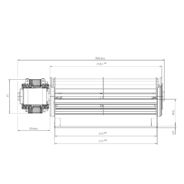 EBM Tangentieel ventilator Ø65mm type QLN65/0024A59-3025LH-81 - Afbeelding 2