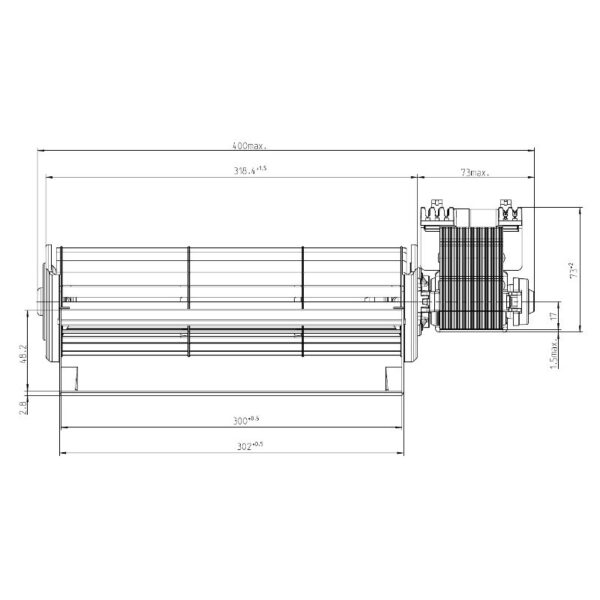 EBM Tangentieel ventilator Ø65mm type QLN65/3000-3038 - Afbeelding 2