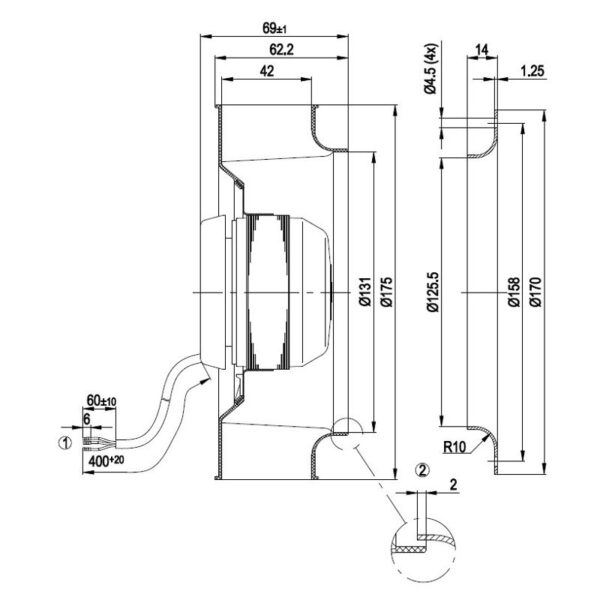 EBM Centrifugaal ventilator type R2S175-AB56-01 - Afbeelding 2