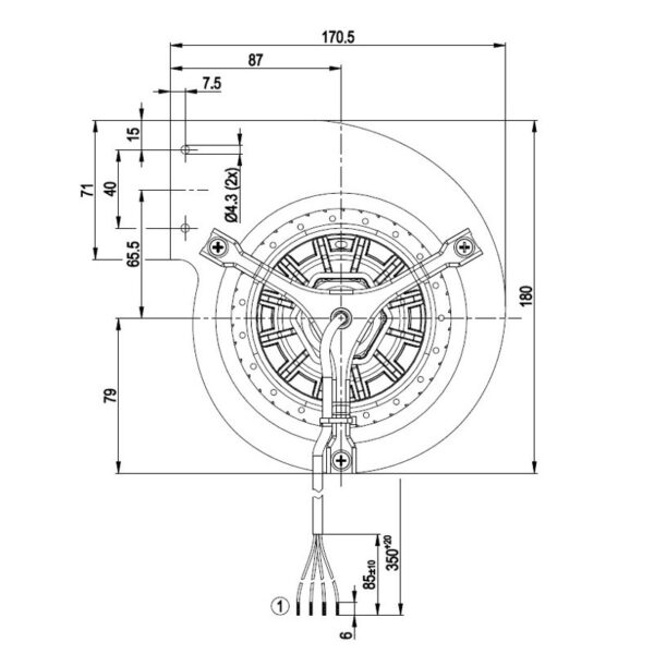 EBM Centrifugaal ventilator type D2E133-AZ01-B8 - Afbeelding 2