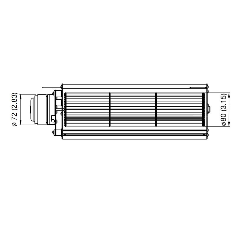 FANDIS Tangentieel ventilator Ø80mm type TNG23HB80X330CL-00K - Afbeelding 3